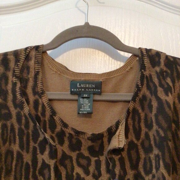 Ralph Lauren Animal Print Sleeveless Top and Sweater Combo - Picture 3 of 4